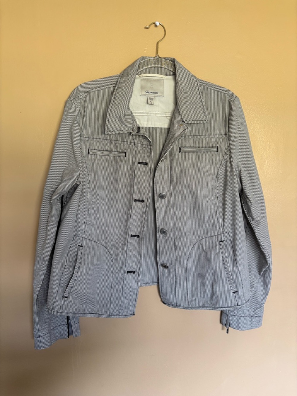 Faconnable Light Gray Pinstripe Shirt Jacket